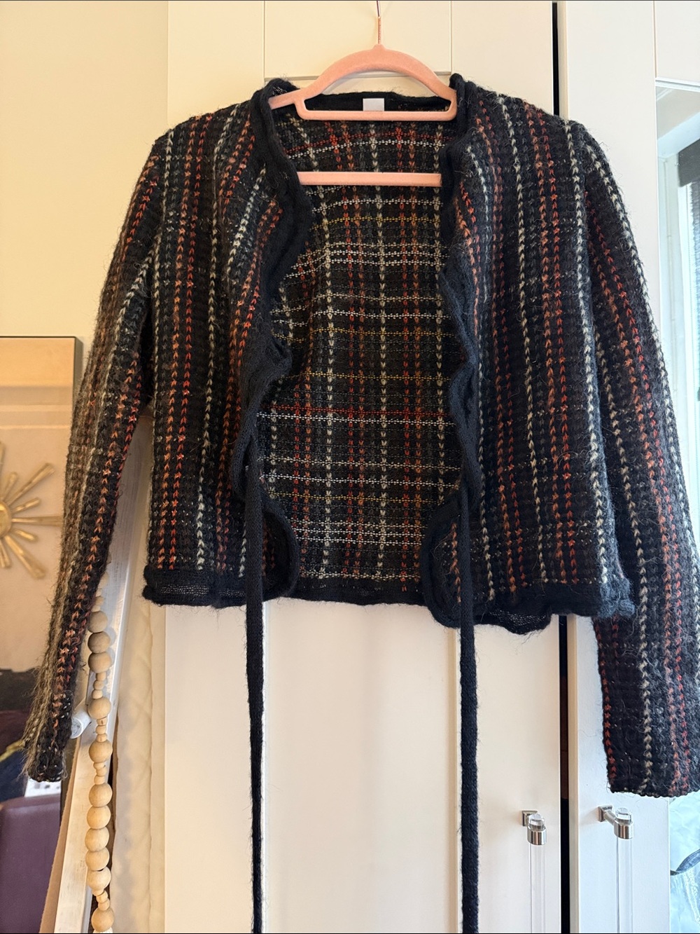 Max & Co Women's Black Multi-Stripe Wrap Sweater